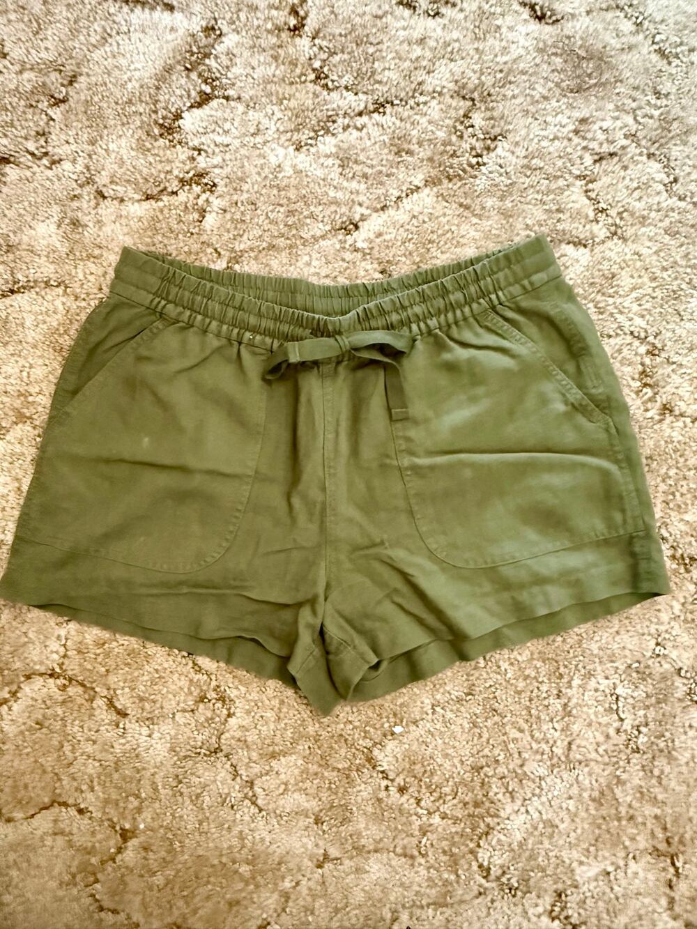 J.Crew Seaside Linen Blend Pull On Shorts Olive Green Size Small